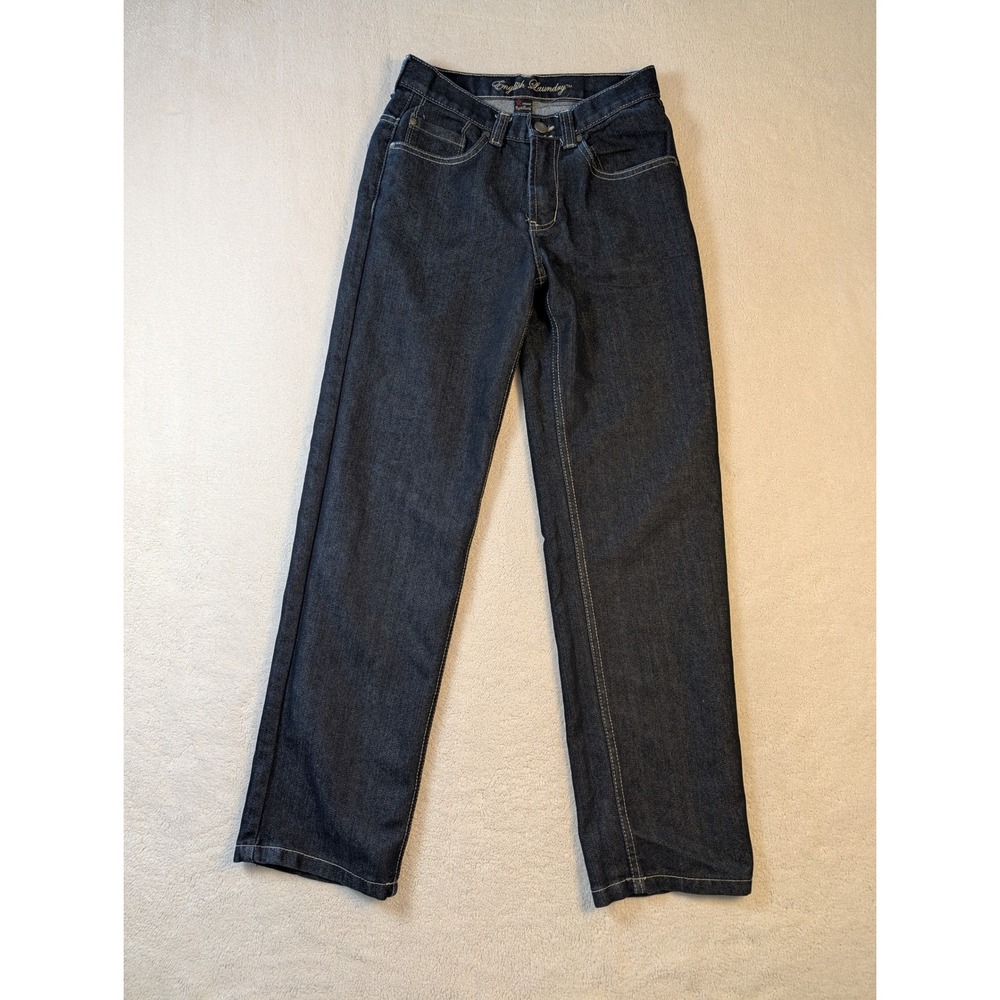 English Laundry Boys Straight Leg Jeans Indigo Blue Dark Wash Size 14 Regular